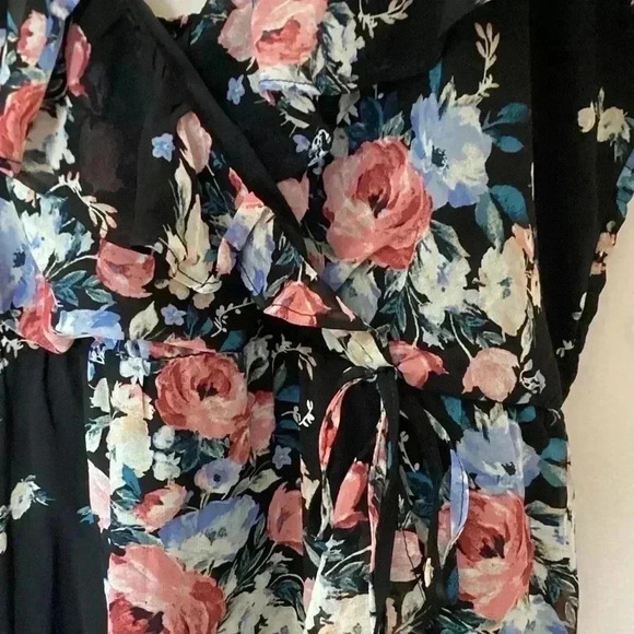 NWT Lily Rose  junior’s Floral Ruffle V neck Faux-Wrap  Hi-Lo Midi Dress Sz XXL - Picture 9 of 11